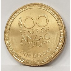 AUSTRALIA 2014 . ONE 1 DOLLAR . ANZAC COIN . FROM A MINT ROLL